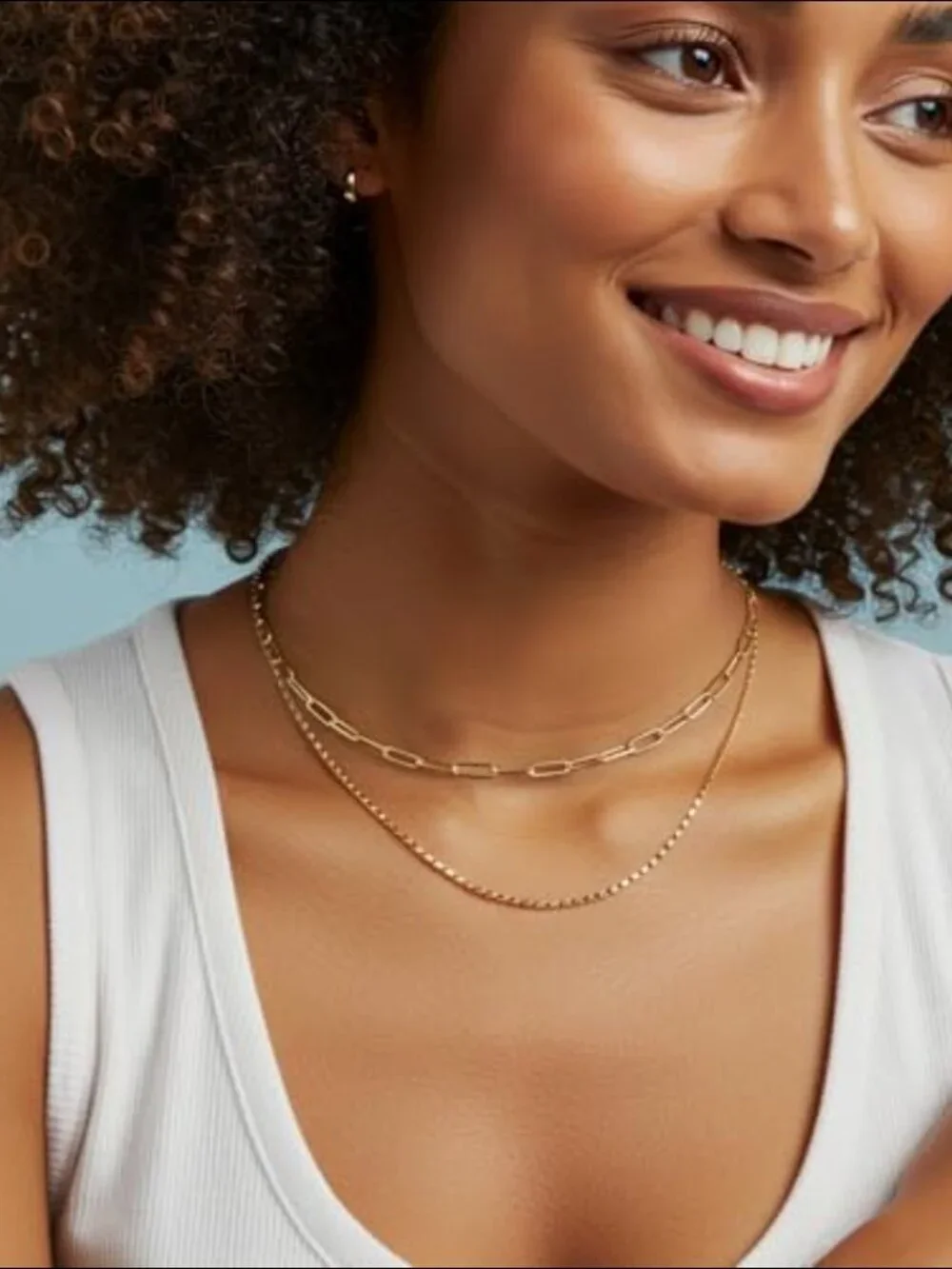 14K Yellow Gold Layered Necklace Set Stackable Pendant - Picture 3 of 5